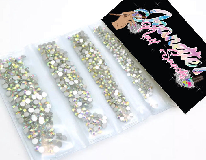 Pack Flatback Glass Nails Rhinestones Mixed Sizes SS4 SS6 SS8 SS10